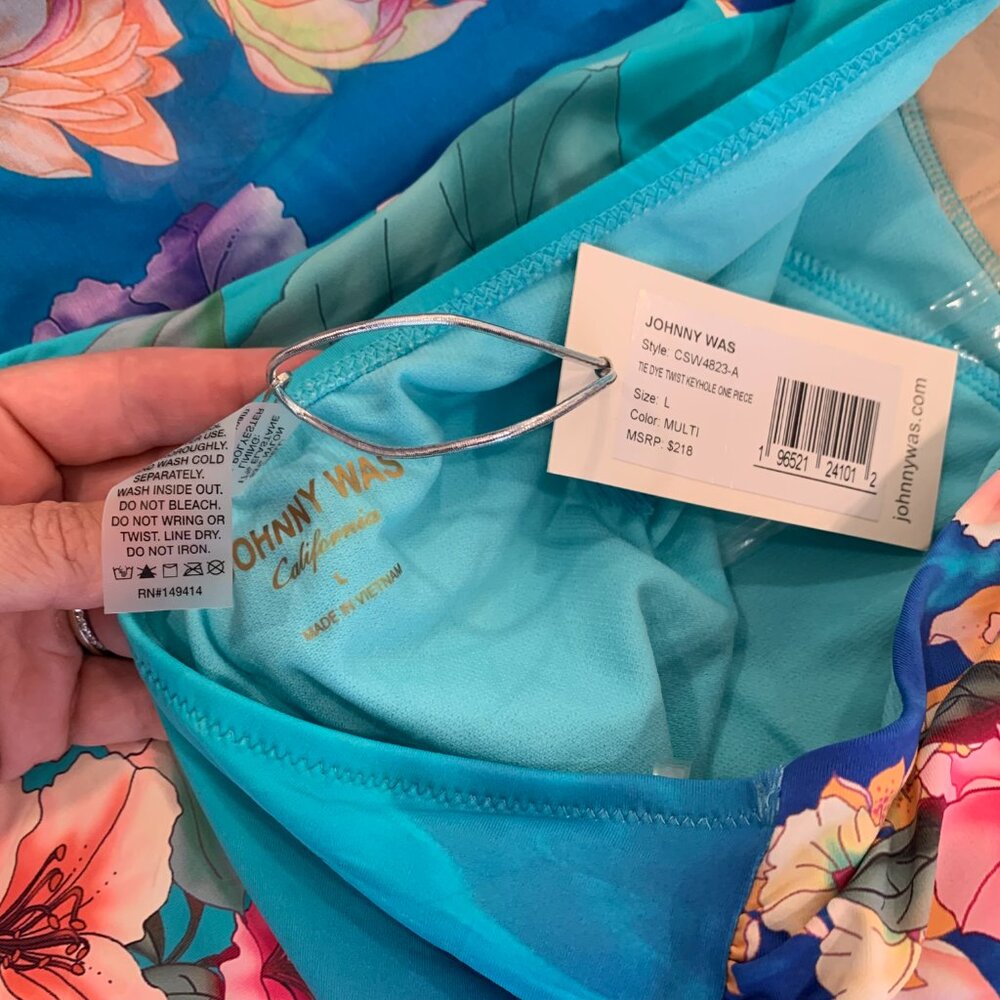 Johnny Was Water Tropic Kaftan & Tie Dye Twist Keyhole One Piece NWT - Picture 3 of 11
